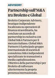 Broletto Corporate Advisory Press Release Il Sole 24 Ore 2022 09 27